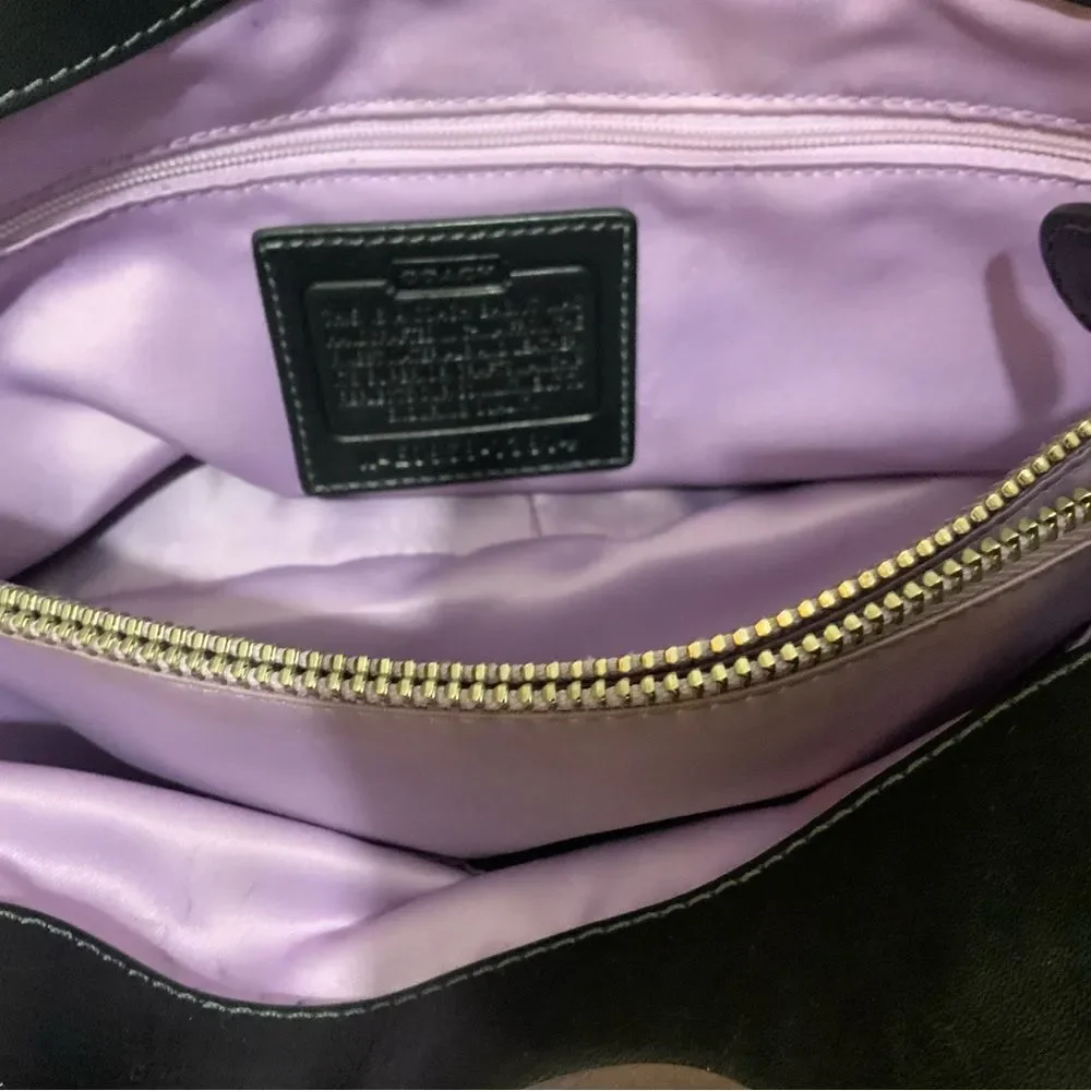 Coach 13914 Black Leather Pleated Garnet Satchel Nickel TurnLock Handbag